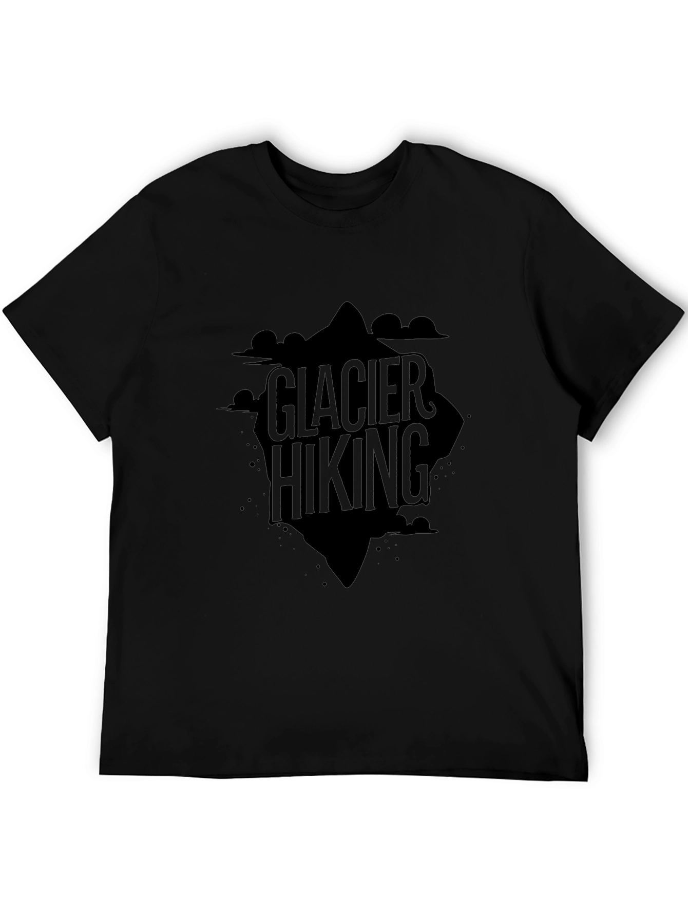 Glacier Hiking Graphic Tee - Black Cotton T-Shirt
