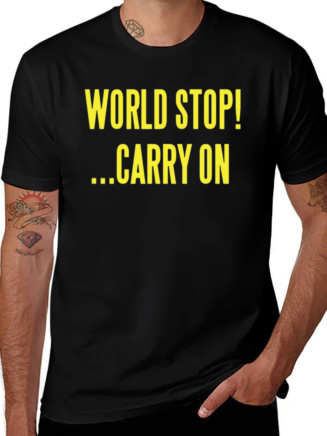 World Stop Carry On Black T-Shirt