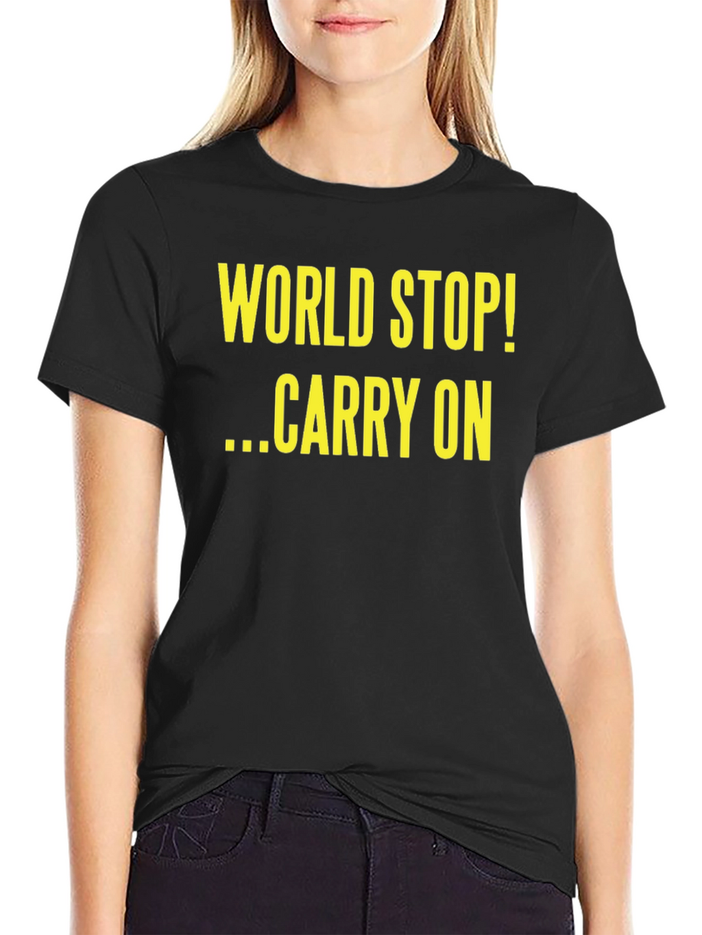World Stop Carry On Black T-Shirt