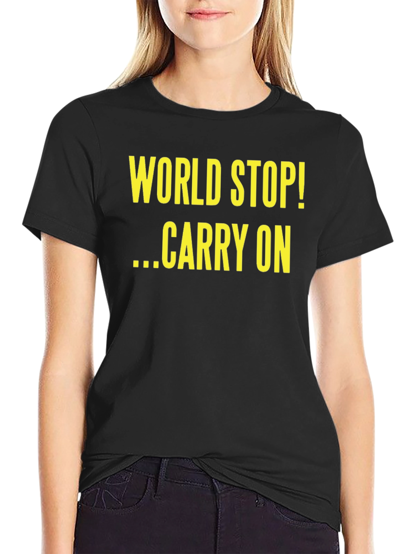 World Stop Carry On Black T-Shirt