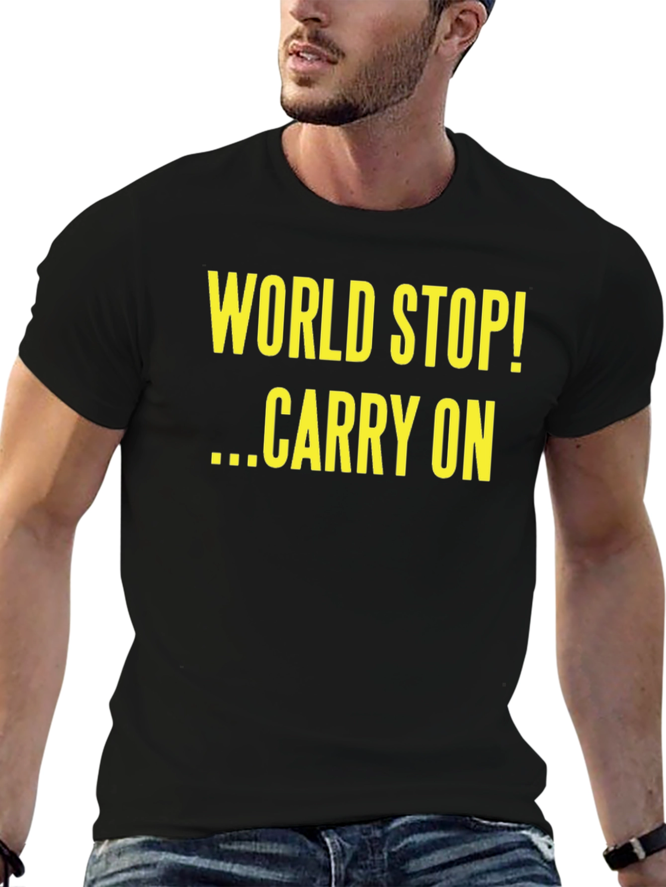 World Stop Carry On Black T-Shirt