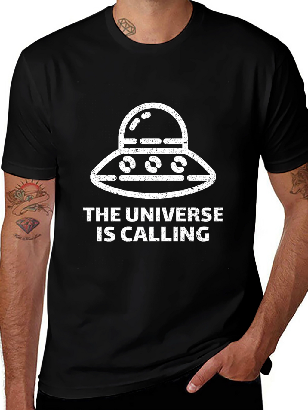 Universe Calling Graphic T-Shirt - Black