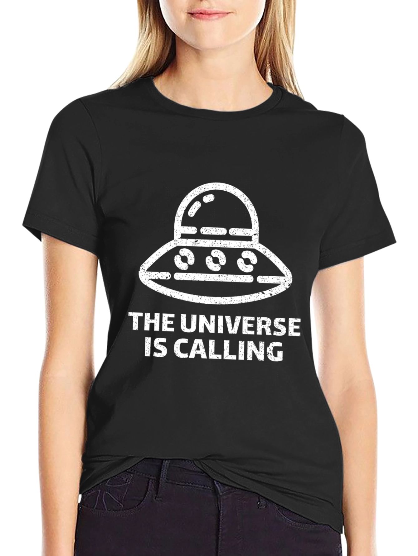 Universe Calling Graphic T-Shirt - Black