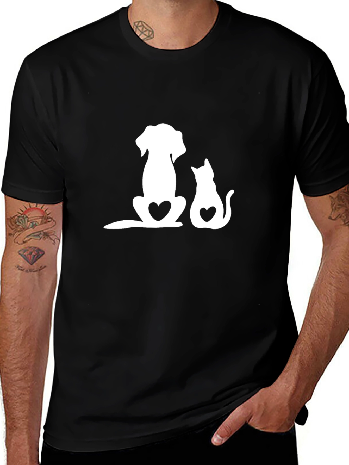 Dog & Cat Lover Heart Tee - Unisex Soft Cotton Blend