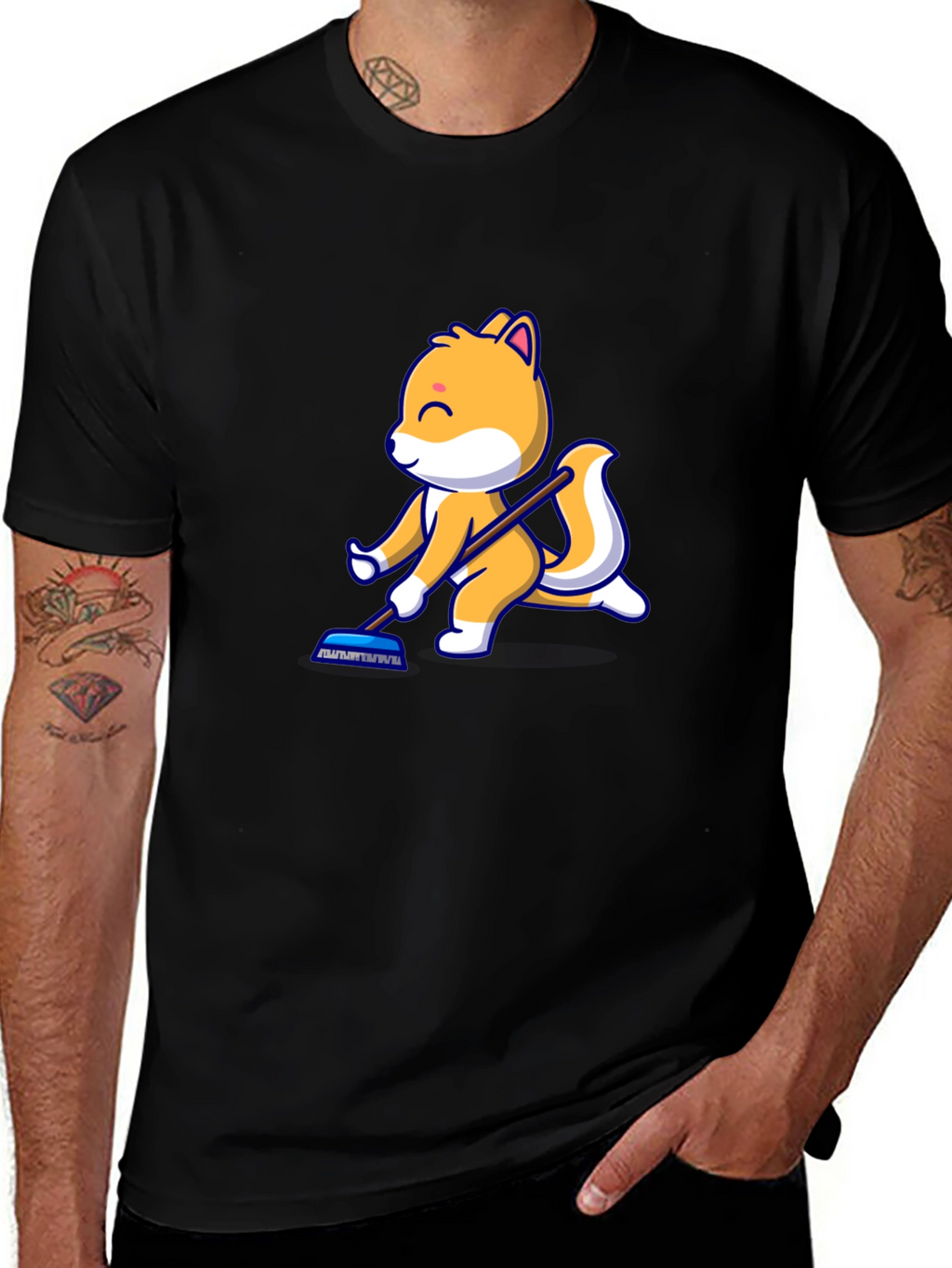 Cartoon Squirrel T-Shirt - Black