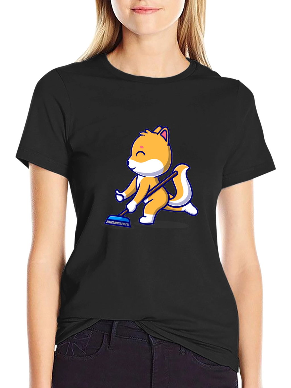 Cartoon Squirrel T-Shirt - Black