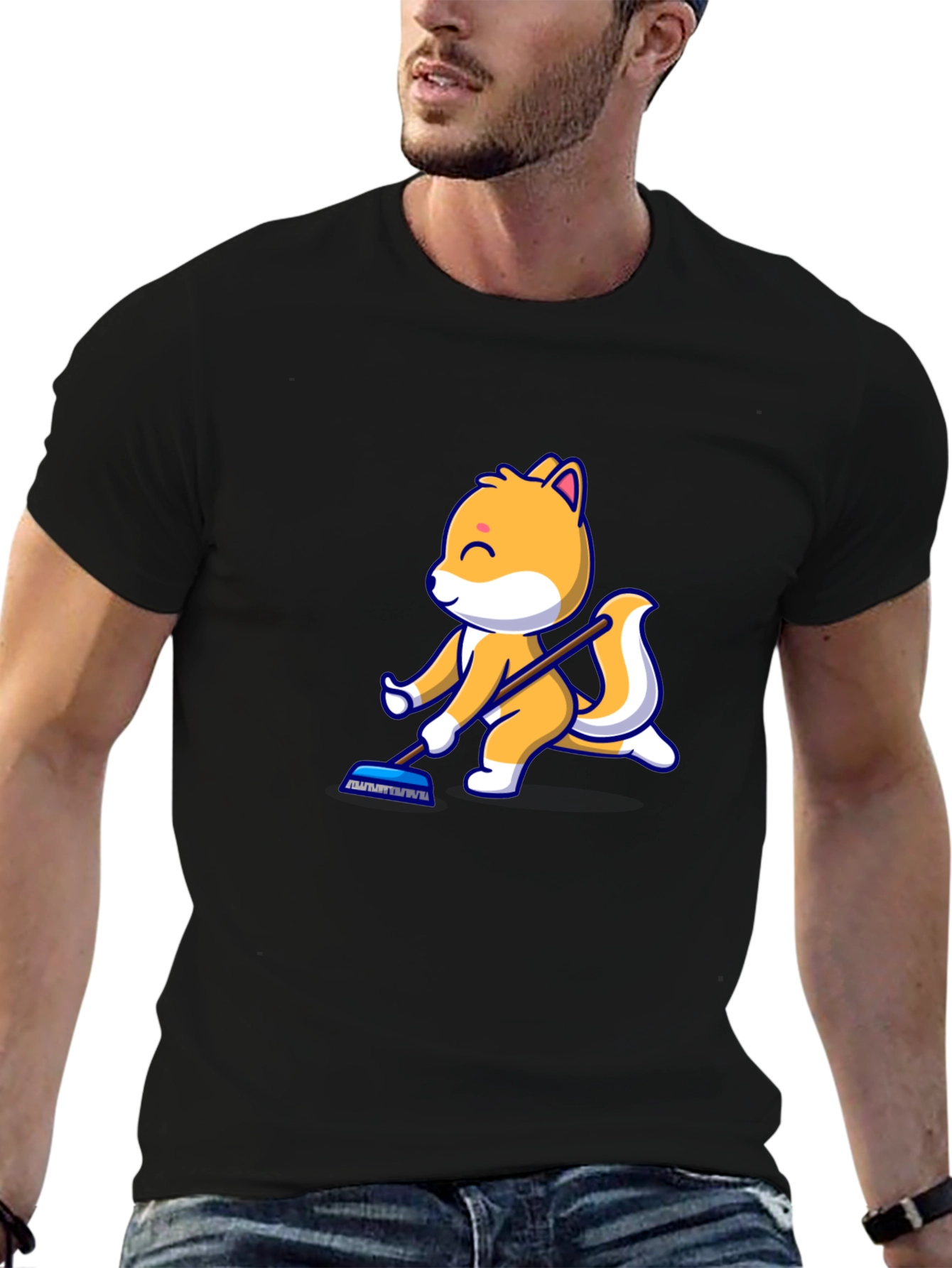 Cartoon Squirrel T-Shirt - Black