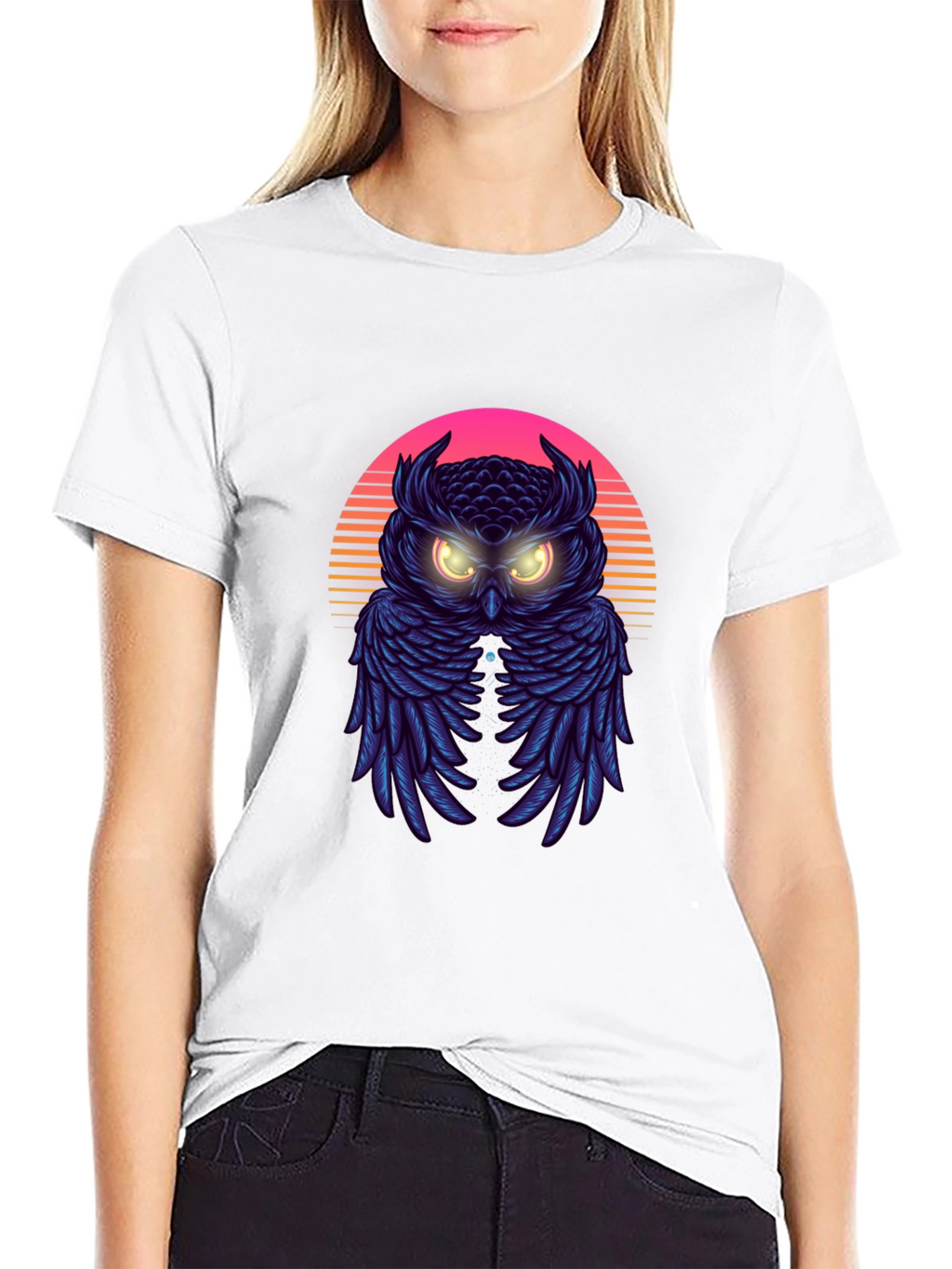 Retro Owl Graphic Tee - Synthwave Style T-Shirt