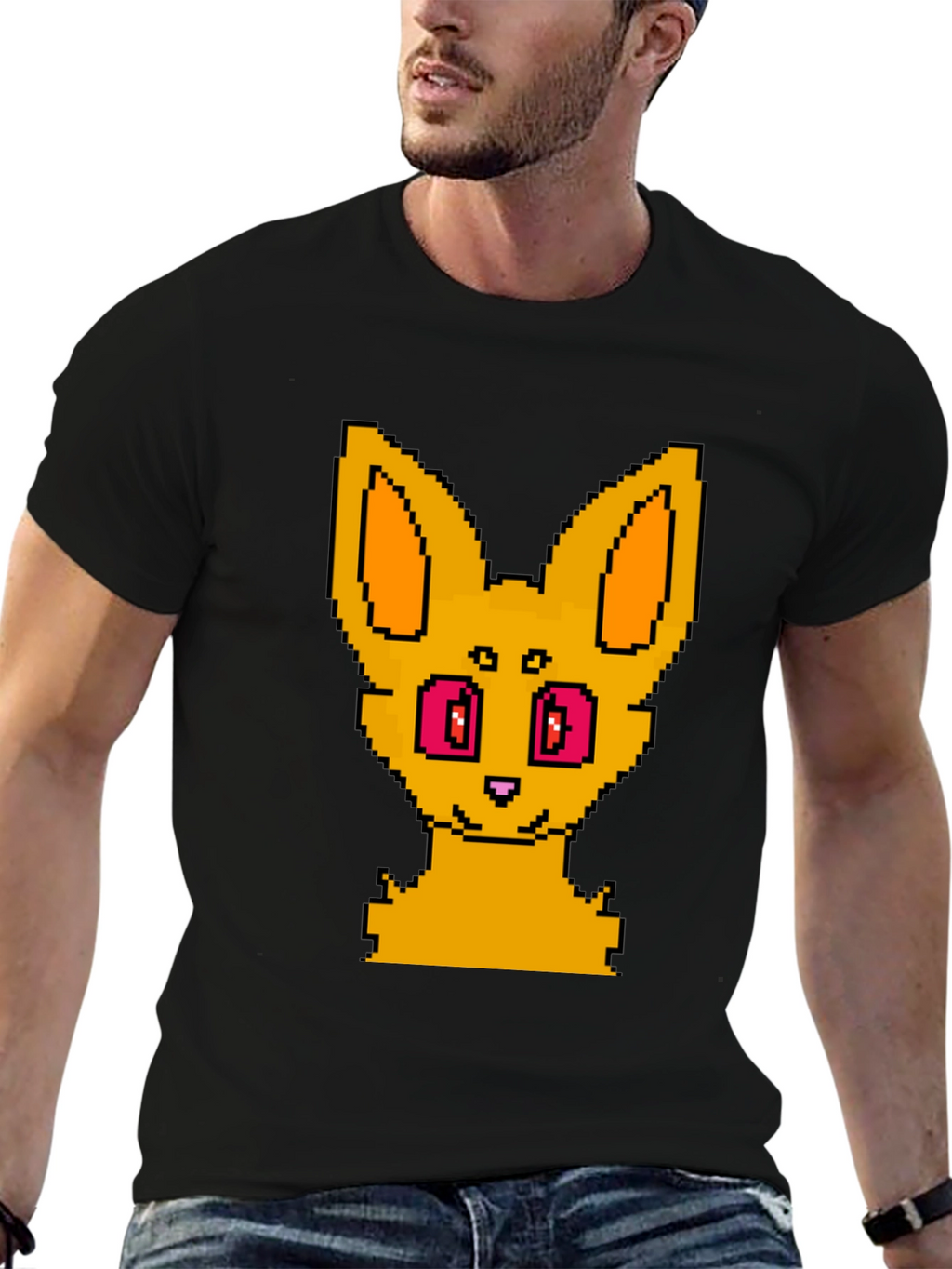 Pixel Art Fox Graphic Tee - Unisex Black T-Shirt