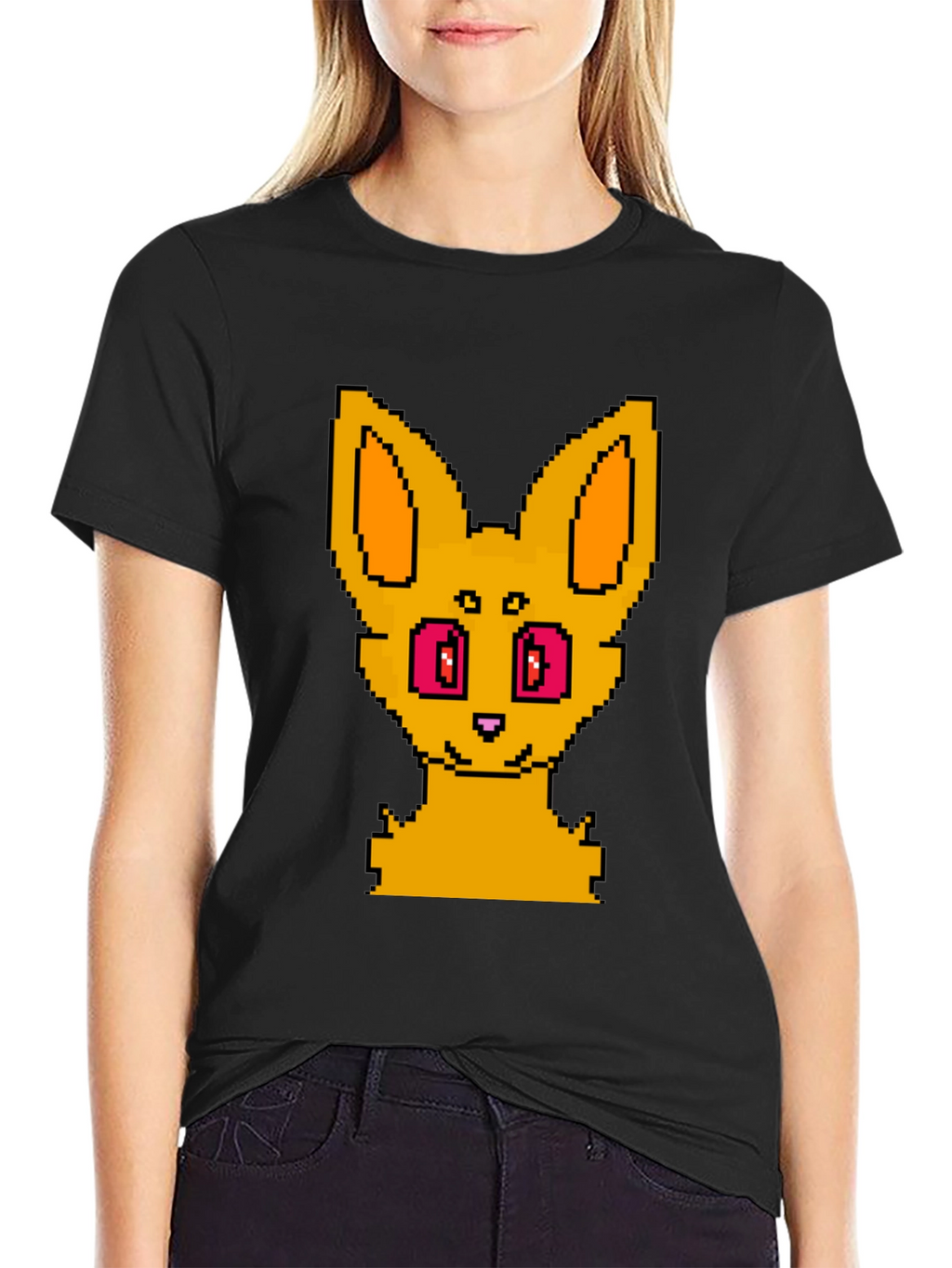 Pixel Art Fox Graphic Tee - Unisex Black T-Shirt