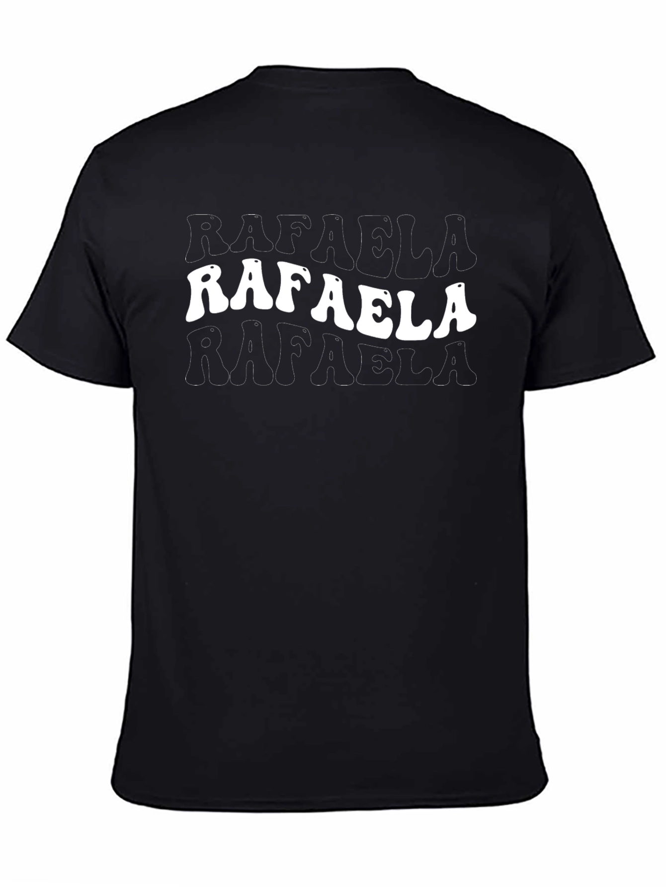 Retro RAFAELA Print Black T-Shirt