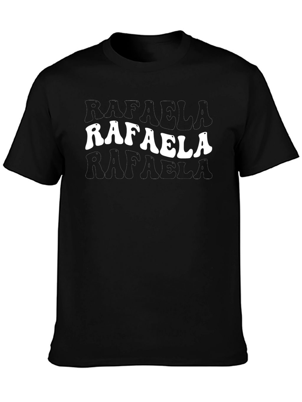 Retro RAFAELA Print Black T-Shirt