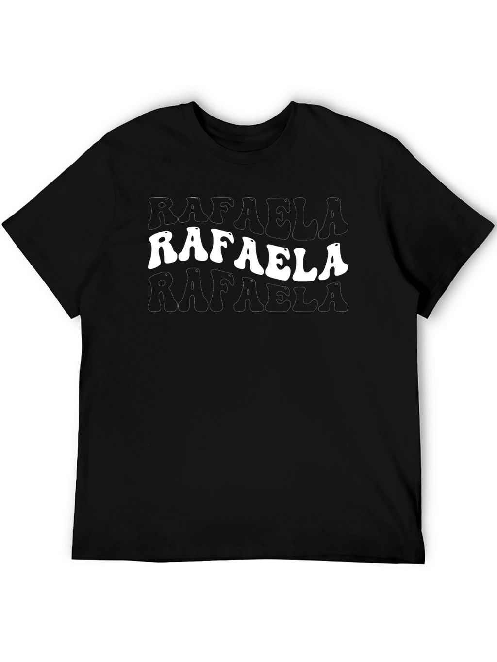 Retro RAFAELA Print Black T-Shirt
