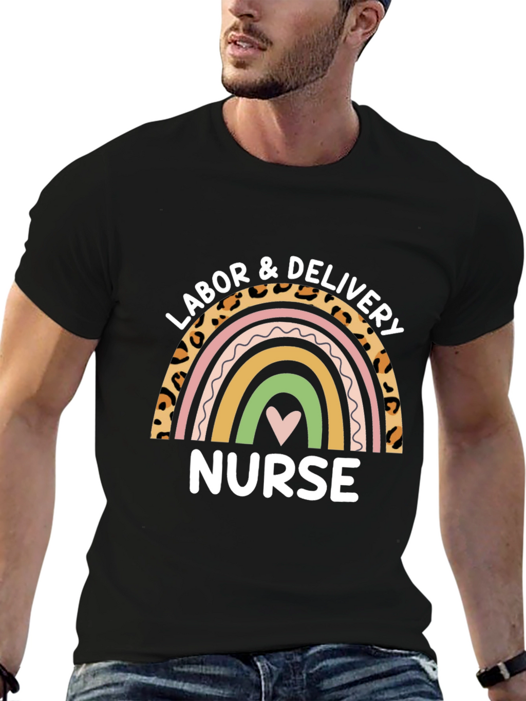 Labor & Delivery Nurse Rainbow Graphic T-Shirt