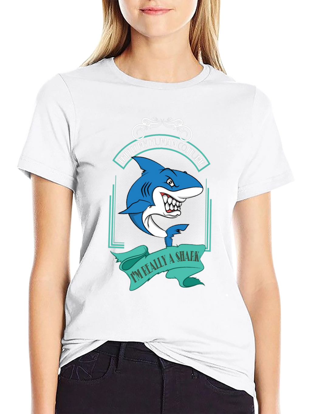 Shark Costume T-Shirt - Funny Halloween Tee