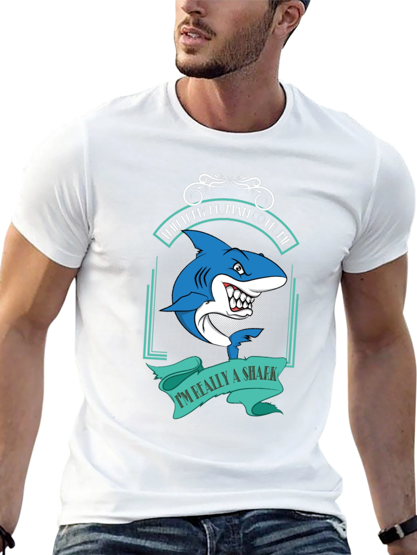 Shark Costume T-Shirt - Funny Halloween Tee
