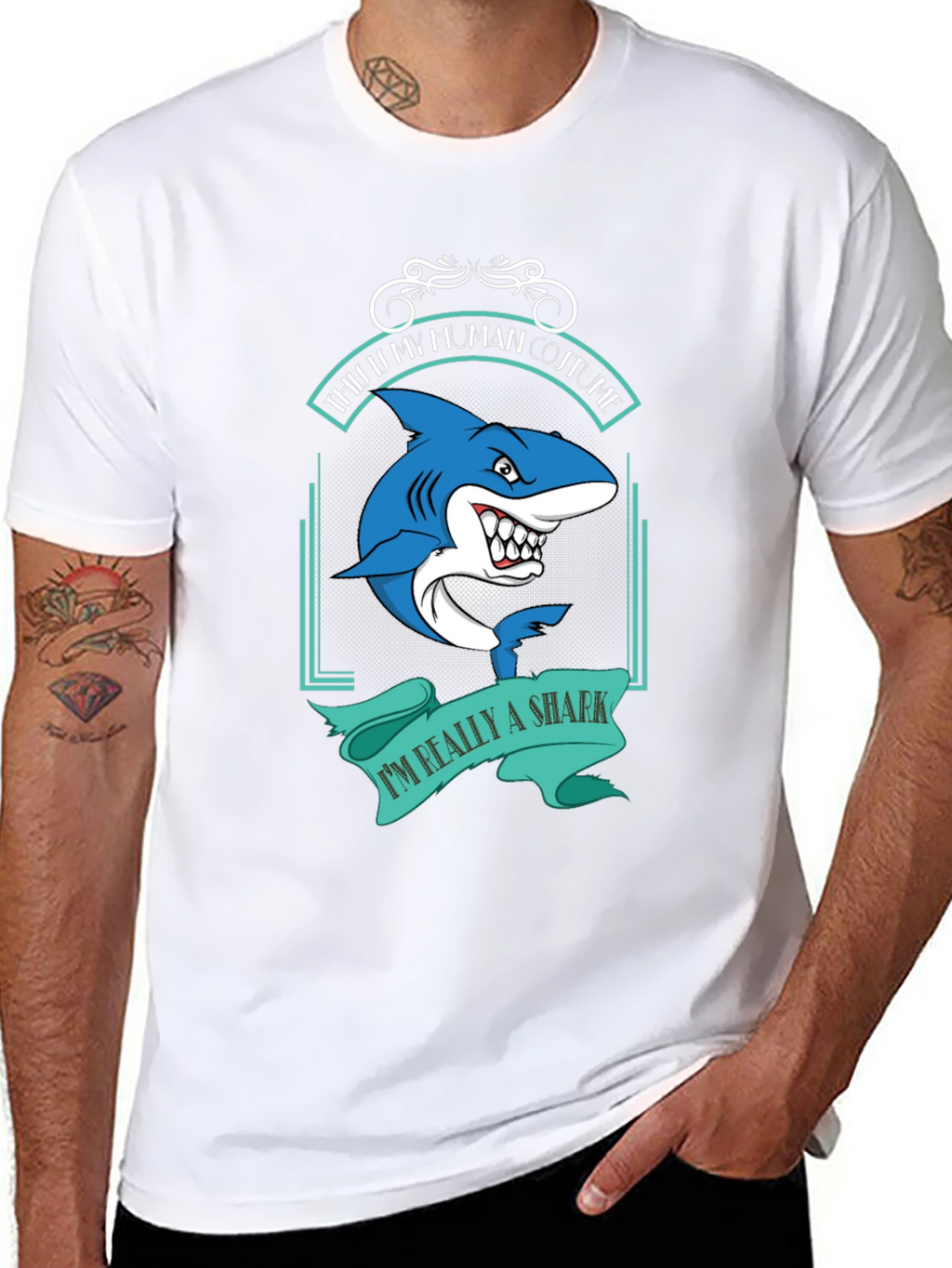 Shark Costume T-Shirt - Funny Halloween Tee