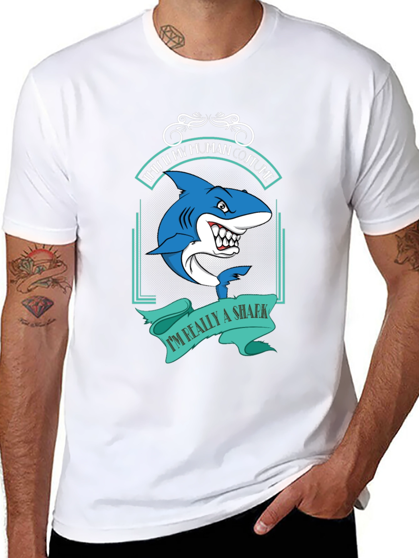Shark Costume T-Shirt - Funny Halloween Tee
