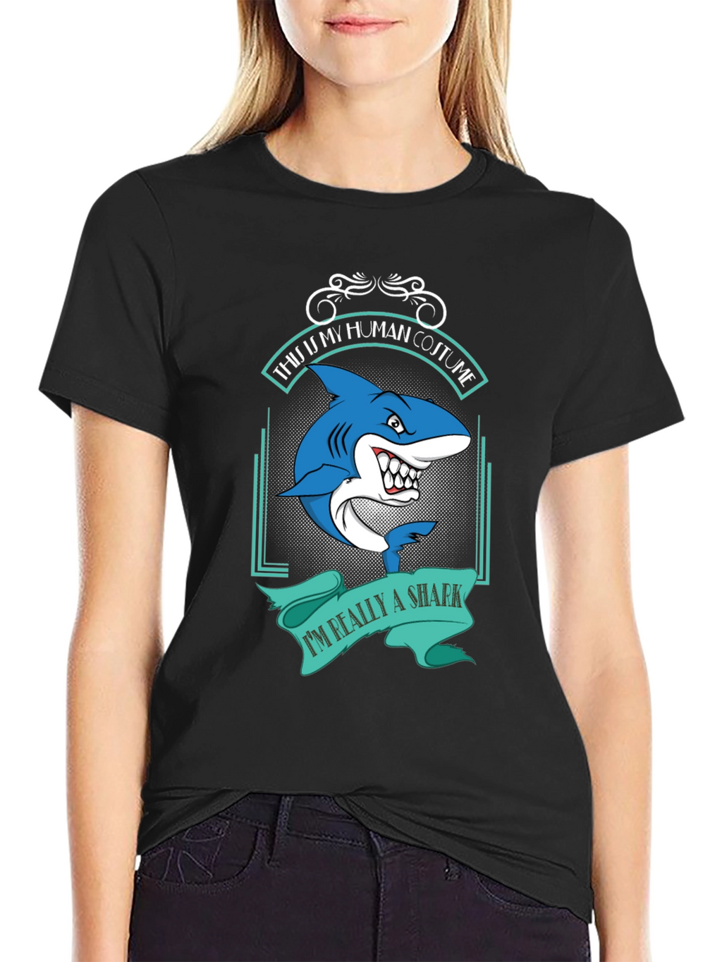 Shark Costume T-Shirt - Funny Halloween Tee