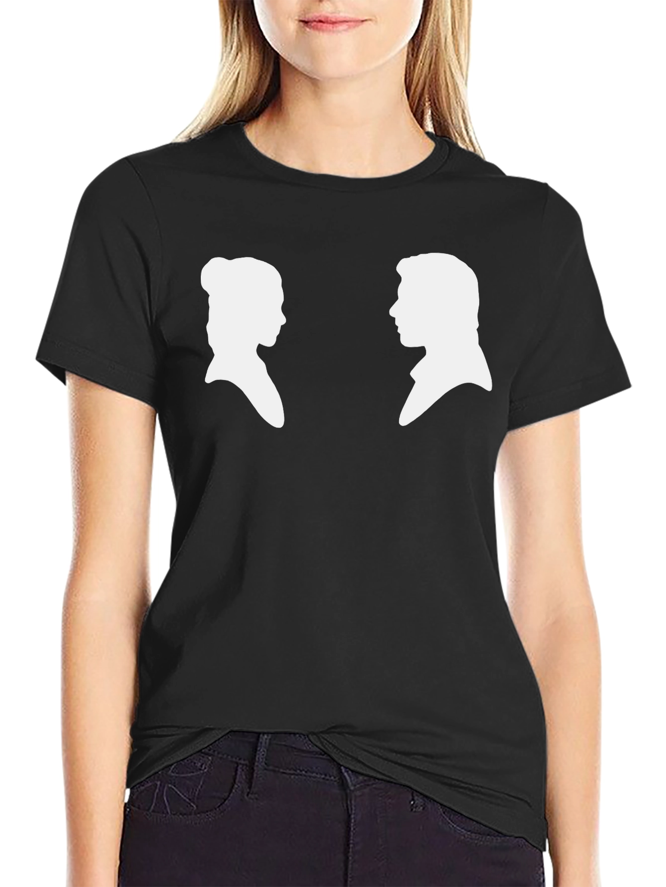 Silhouette Couple Graphic Tee - Black