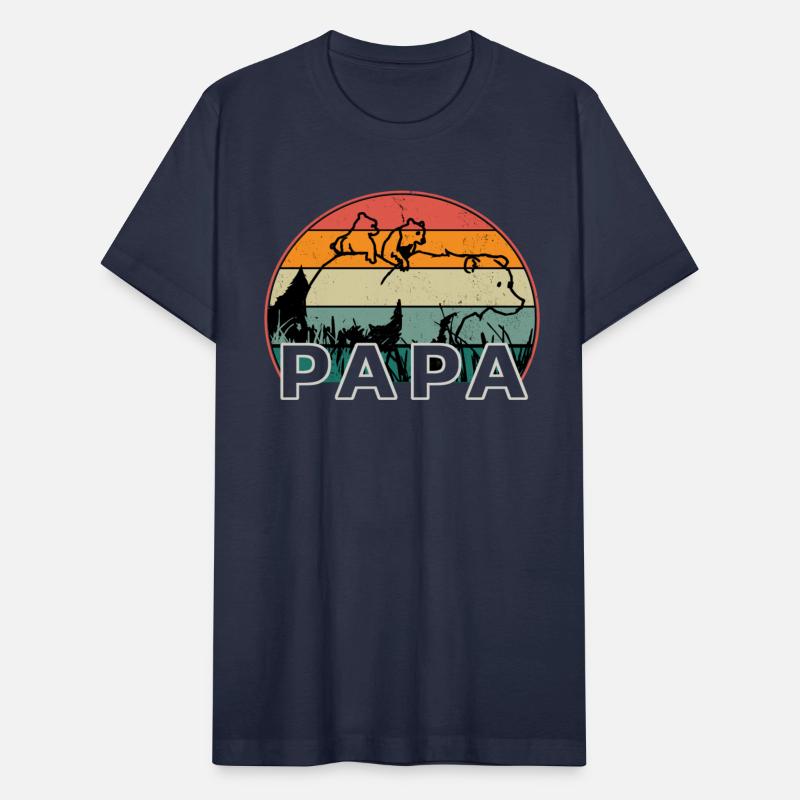 Papa Bear With Cubs Retro Grizzly Bear Forest Tree