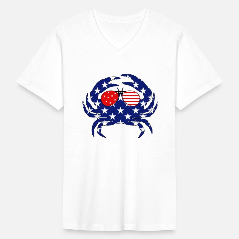 Patriotic American Flag Crab with Sunglasses