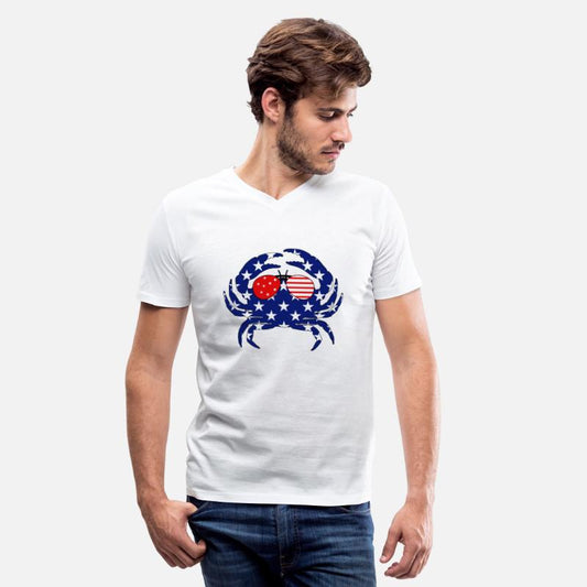 Patriotic American Flag Crab with Sunglasses