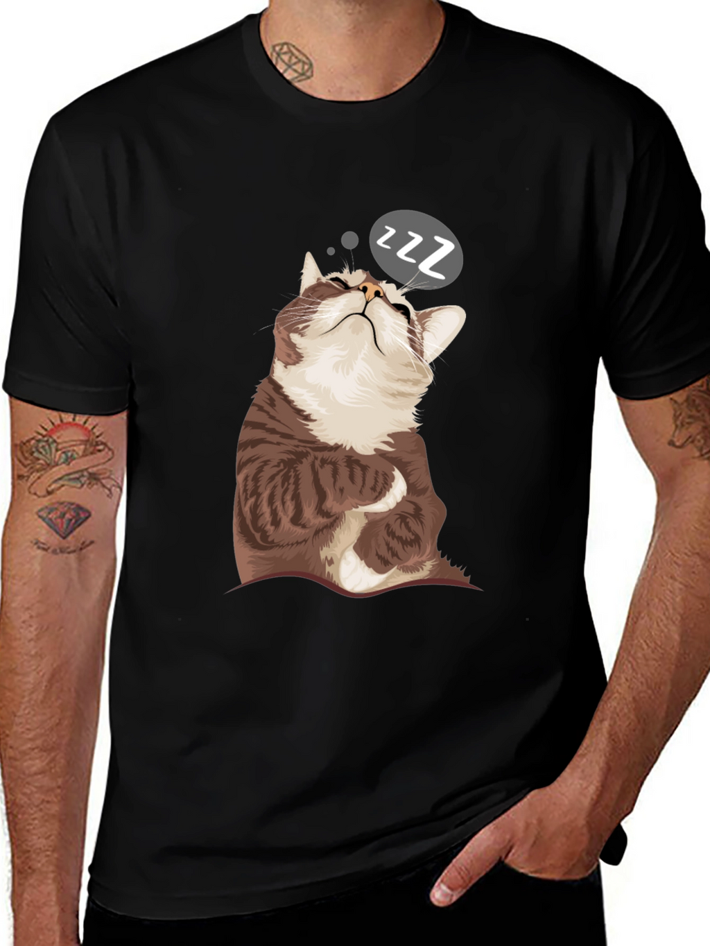 Sleepy Cat Graphic T-Shirt - Comfy Casual Wear