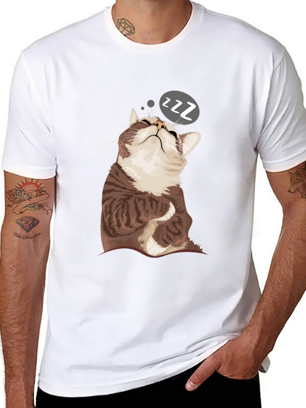 Sleepy Cat Graphic T-Shirt - Comfy Casual Wear