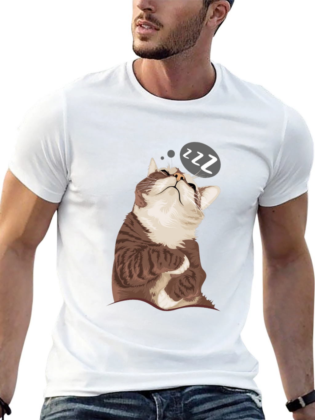 Sleepy Cat Graphic T-Shirt - Comfy Casual Wear