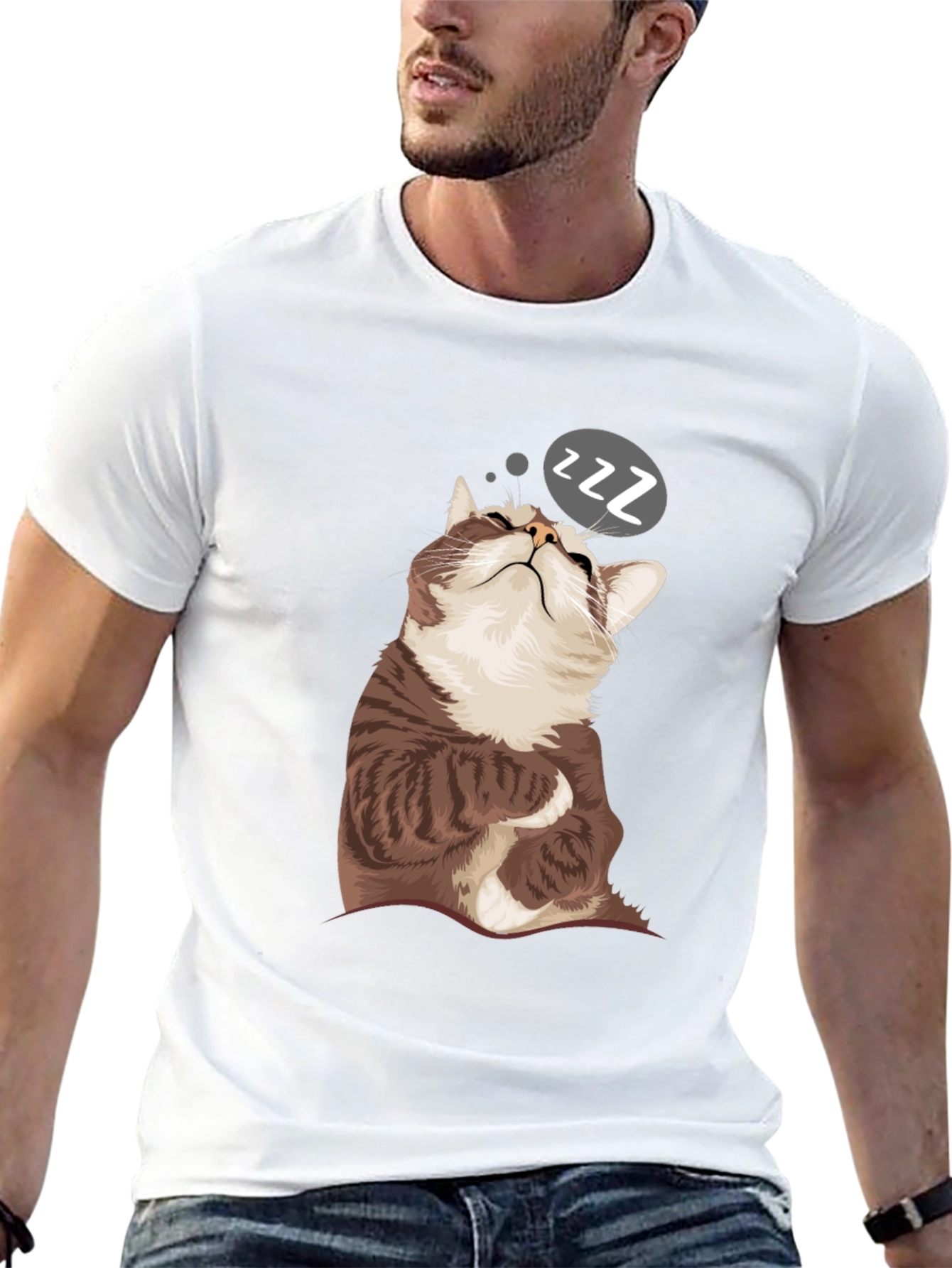 Sleepy Cat Graphic T-Shirt - Comfy Casual Wear
