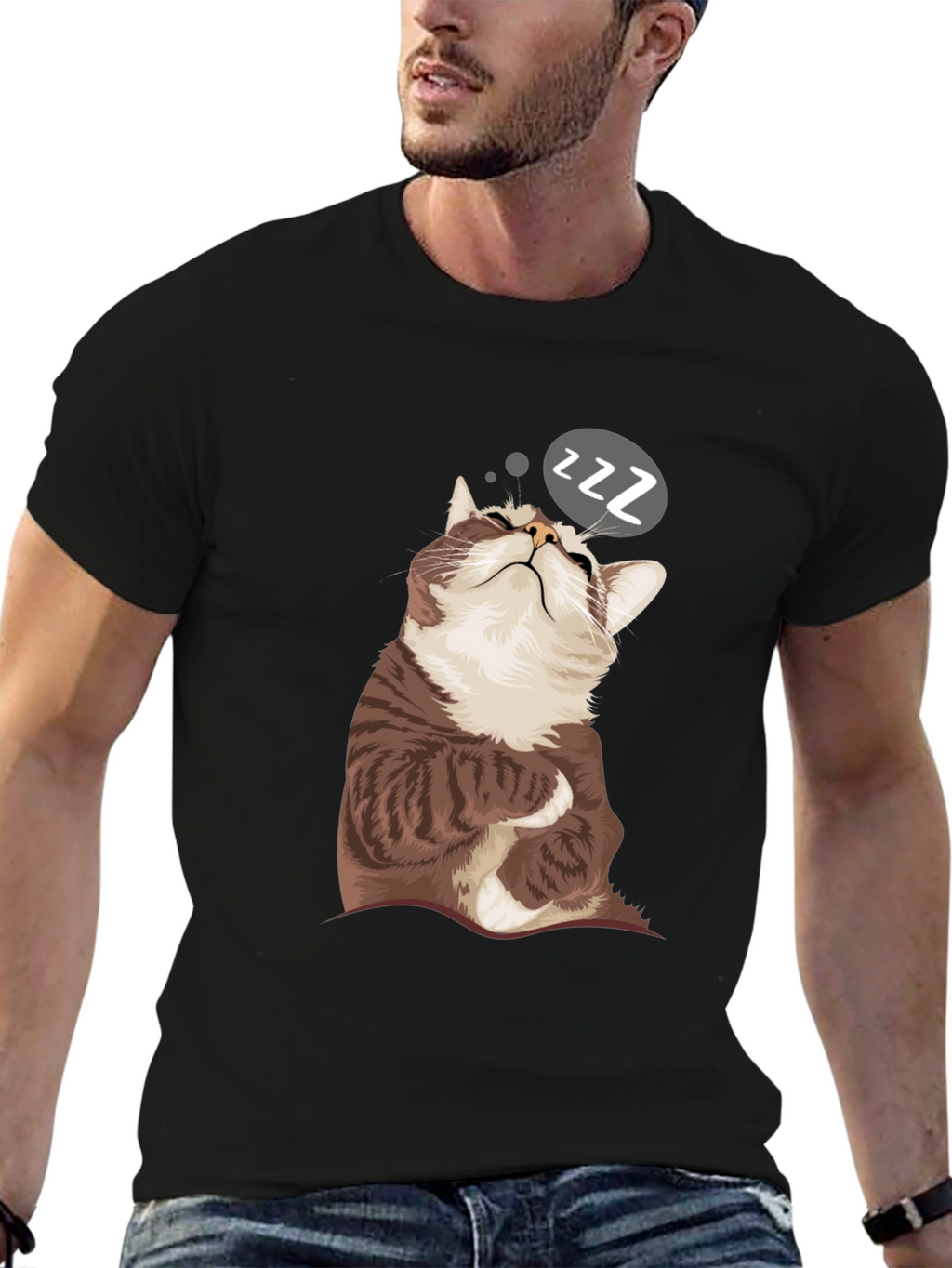Sleepy Cat Graphic T-Shirt - Comfy Casual Wear
