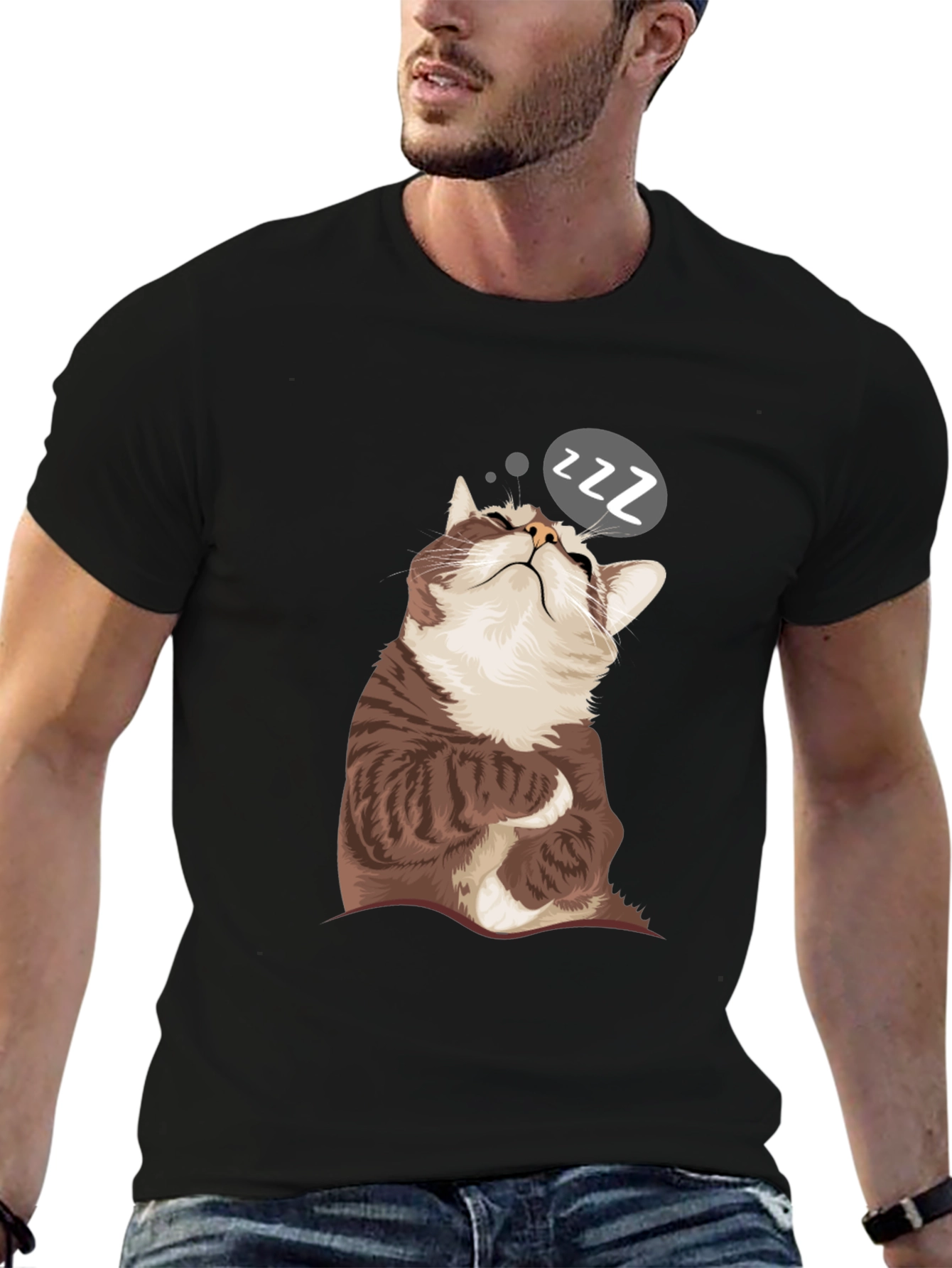 Sleepy Cat Graphic T-Shirt - Comfy Casual Wear