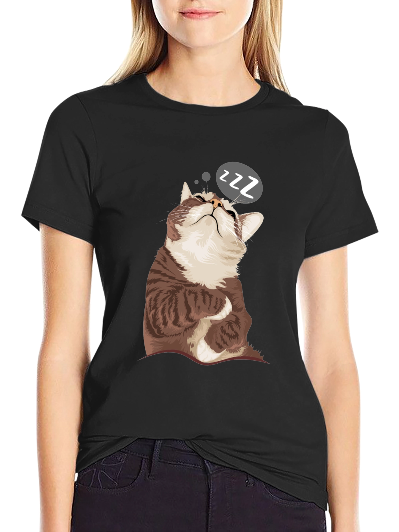 Sleepy Cat Graphic T-Shirt - Comfy Casual Wear