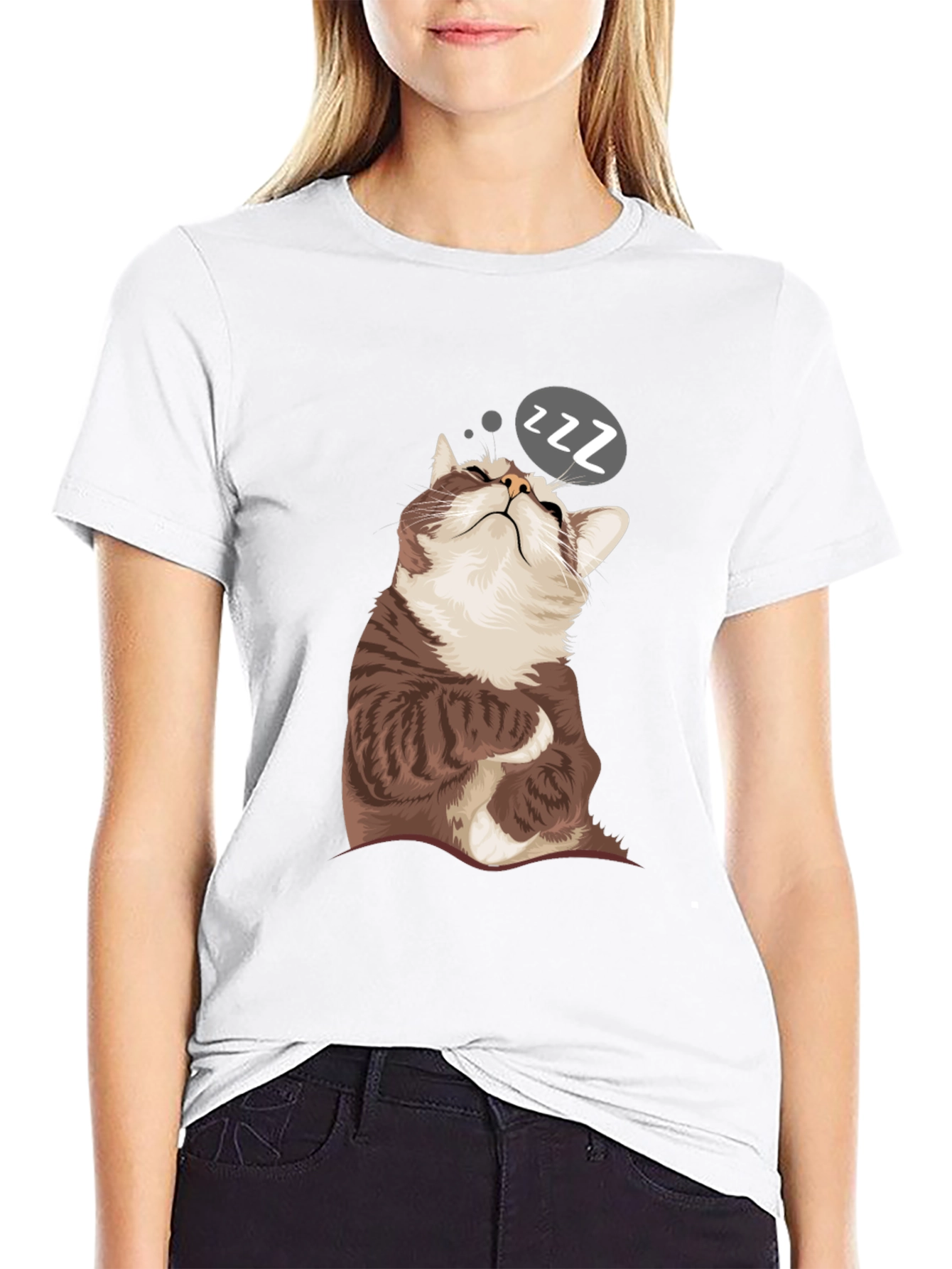 Sleepy Cat Graphic T-Shirt - Comfy Casual Wear