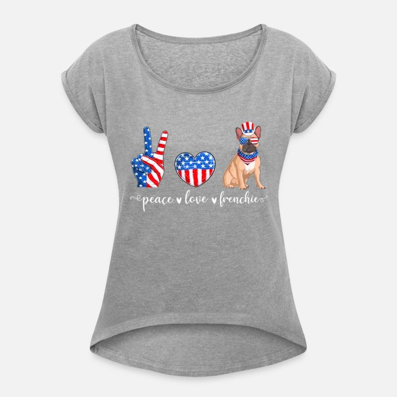 Peace Love Frenchie Patriotic US Flag 4th July