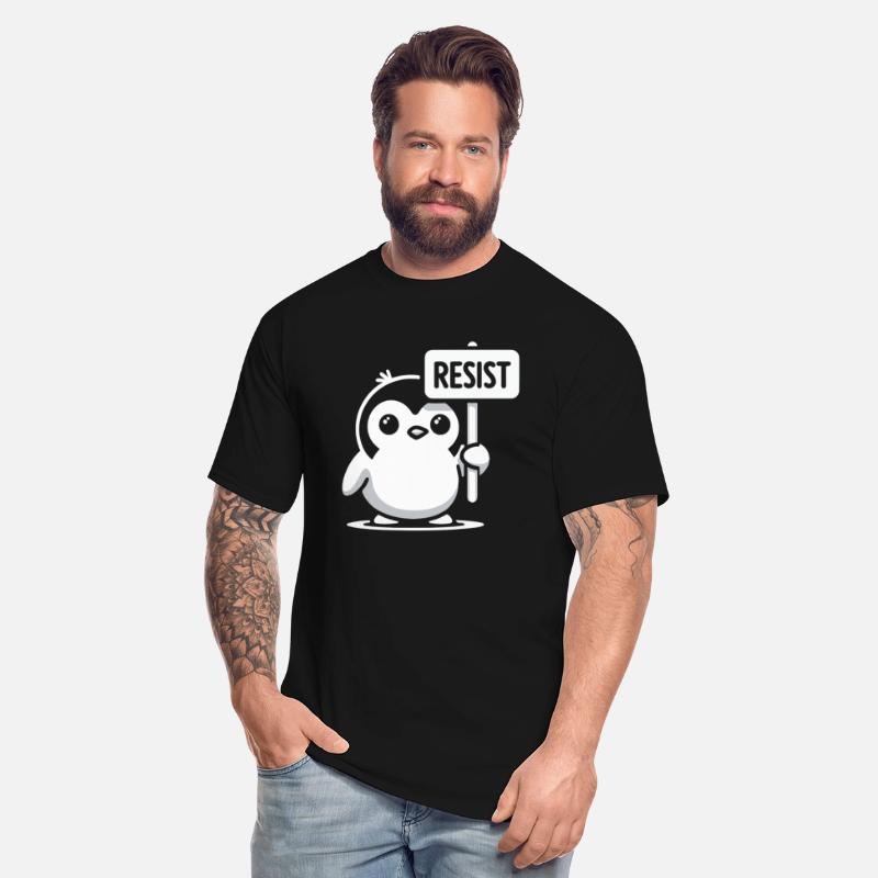 Penguin “RESIST” Protest Design Cartoon graphic