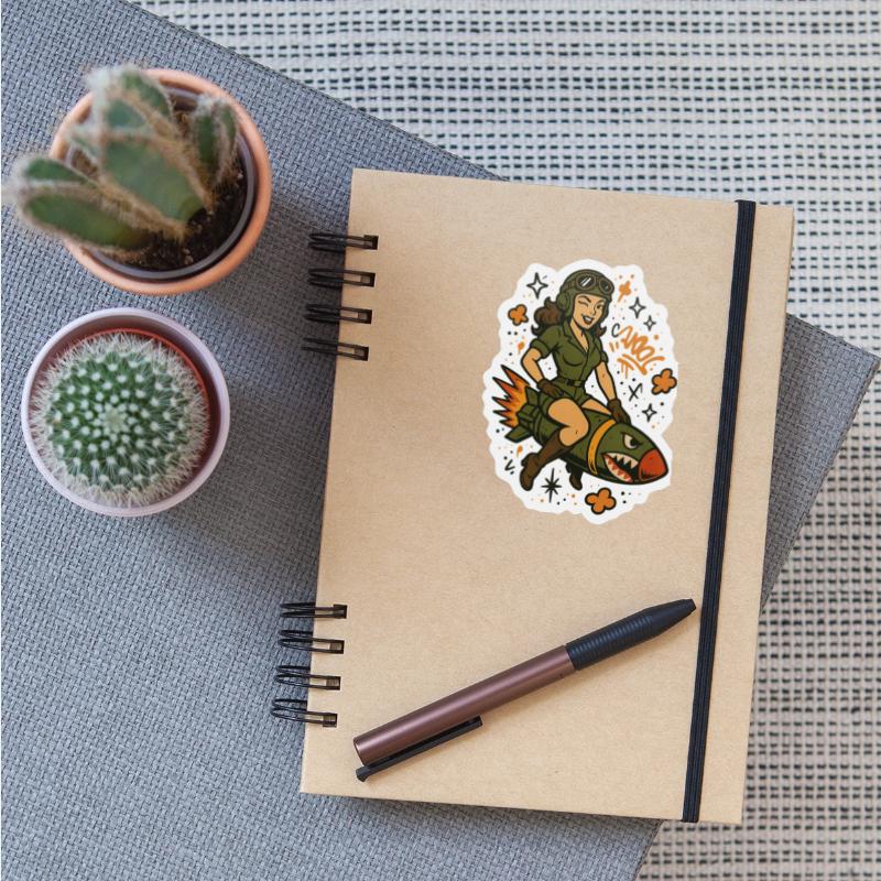 Pin-Up Pilot on Missile | Vintage Graffiti Art