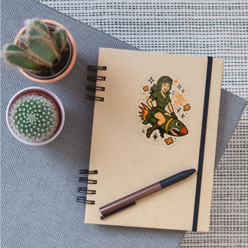 Pin-Up Pilot on Missile | Vintage Graffiti Art