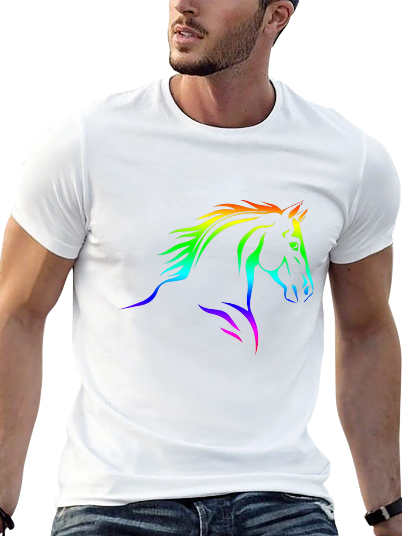 Rainbow Horse Graphic Black T-Shirt