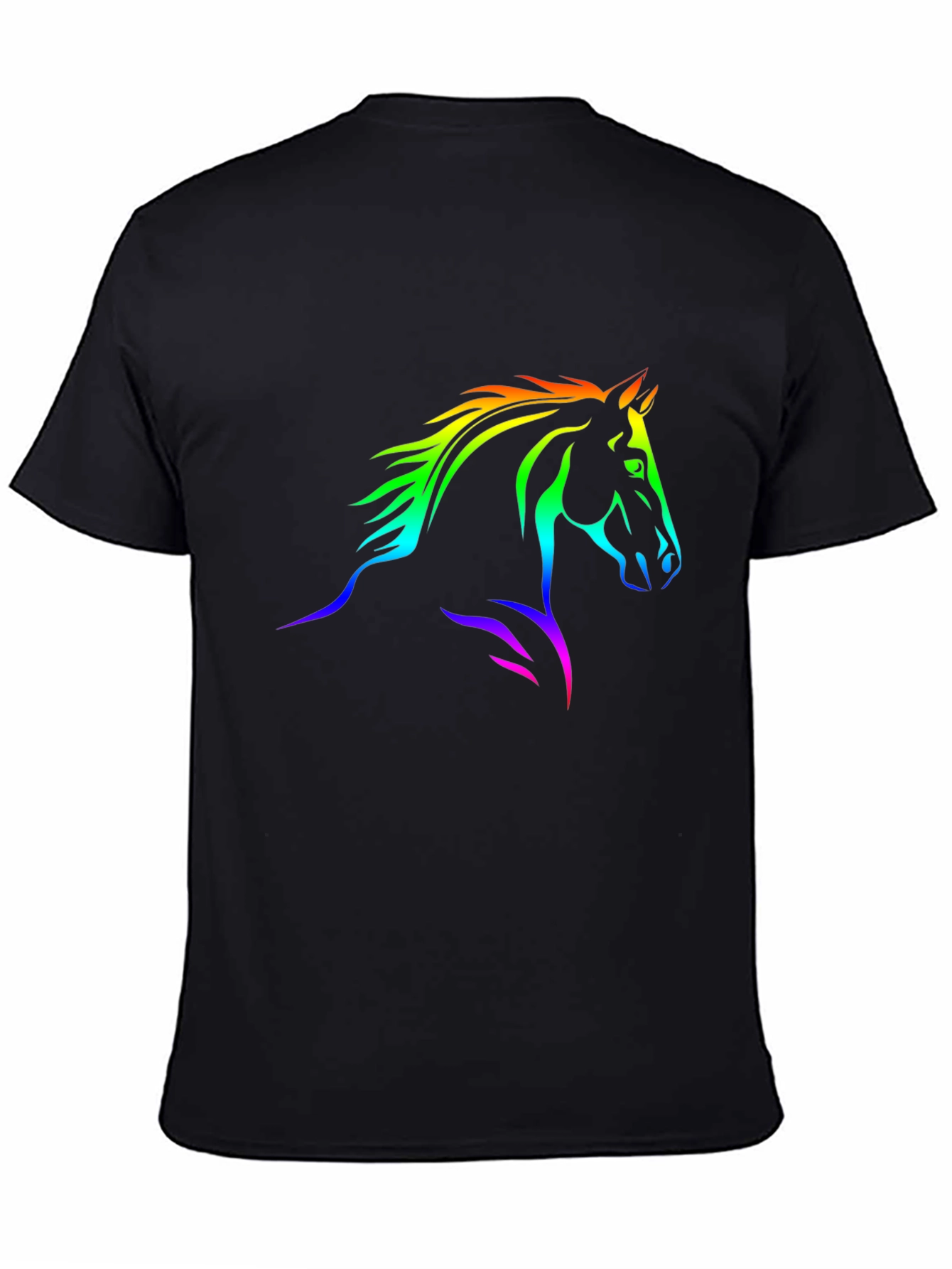Rainbow Horse Graphic Black T-Shirt