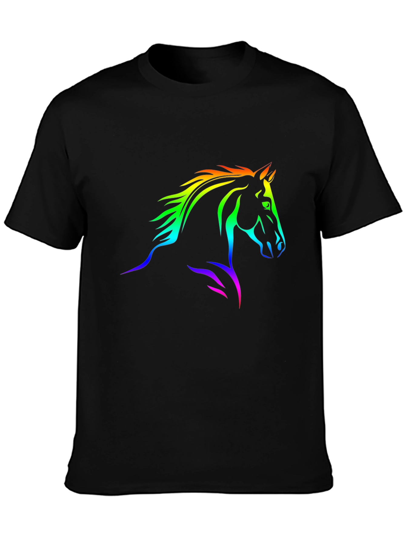 Rainbow Horse Graphic Black T-Shirt
