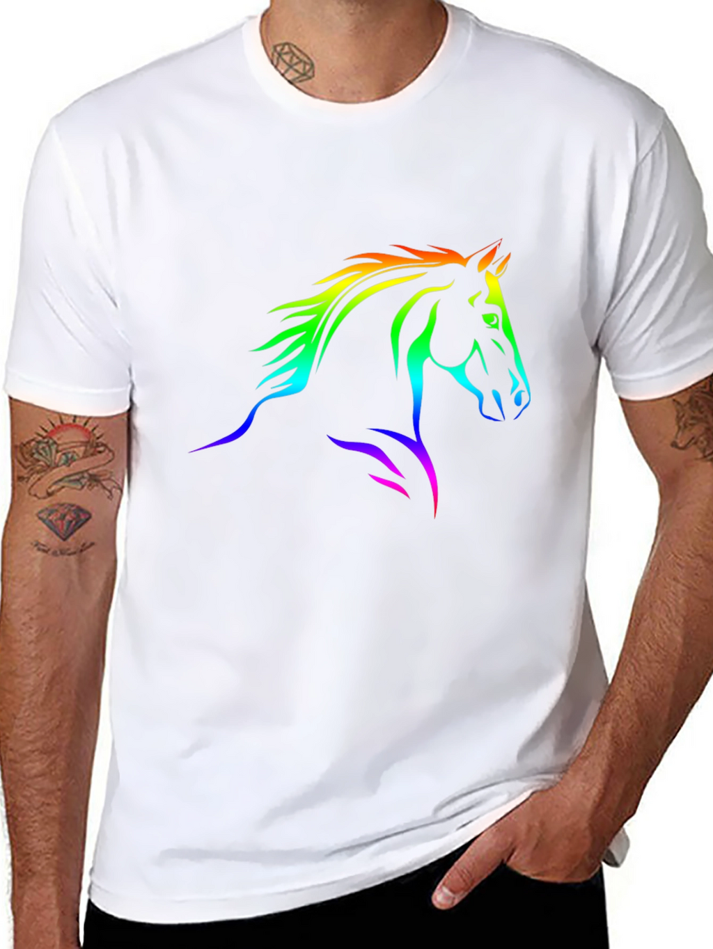 Rainbow Horse Graphic Black T-Shirt