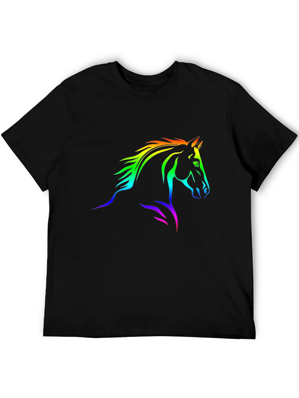 Rainbow Horse Graphic Black T-Shirt