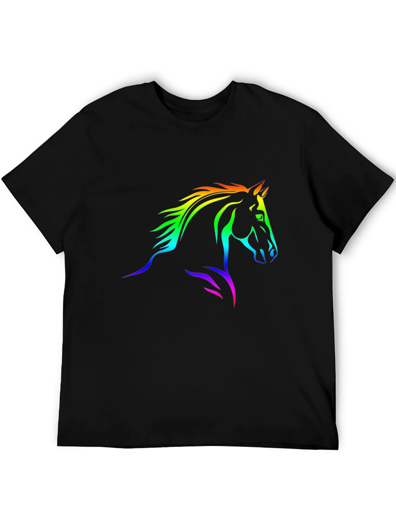 Rainbow Horse Graphic Black T-Shirt
