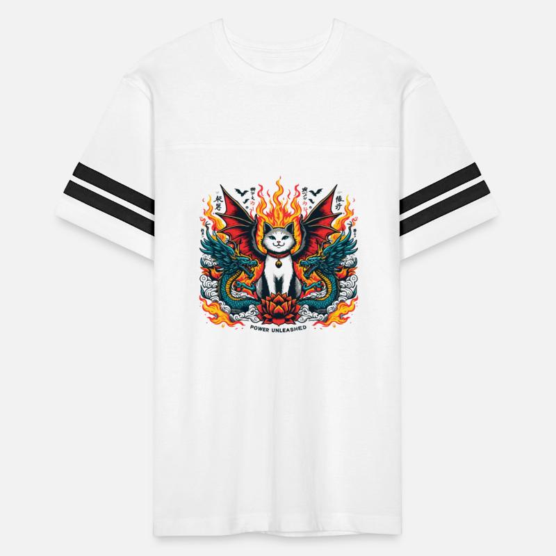 Power Unleashed - Dragon-Winged Cat with Flames