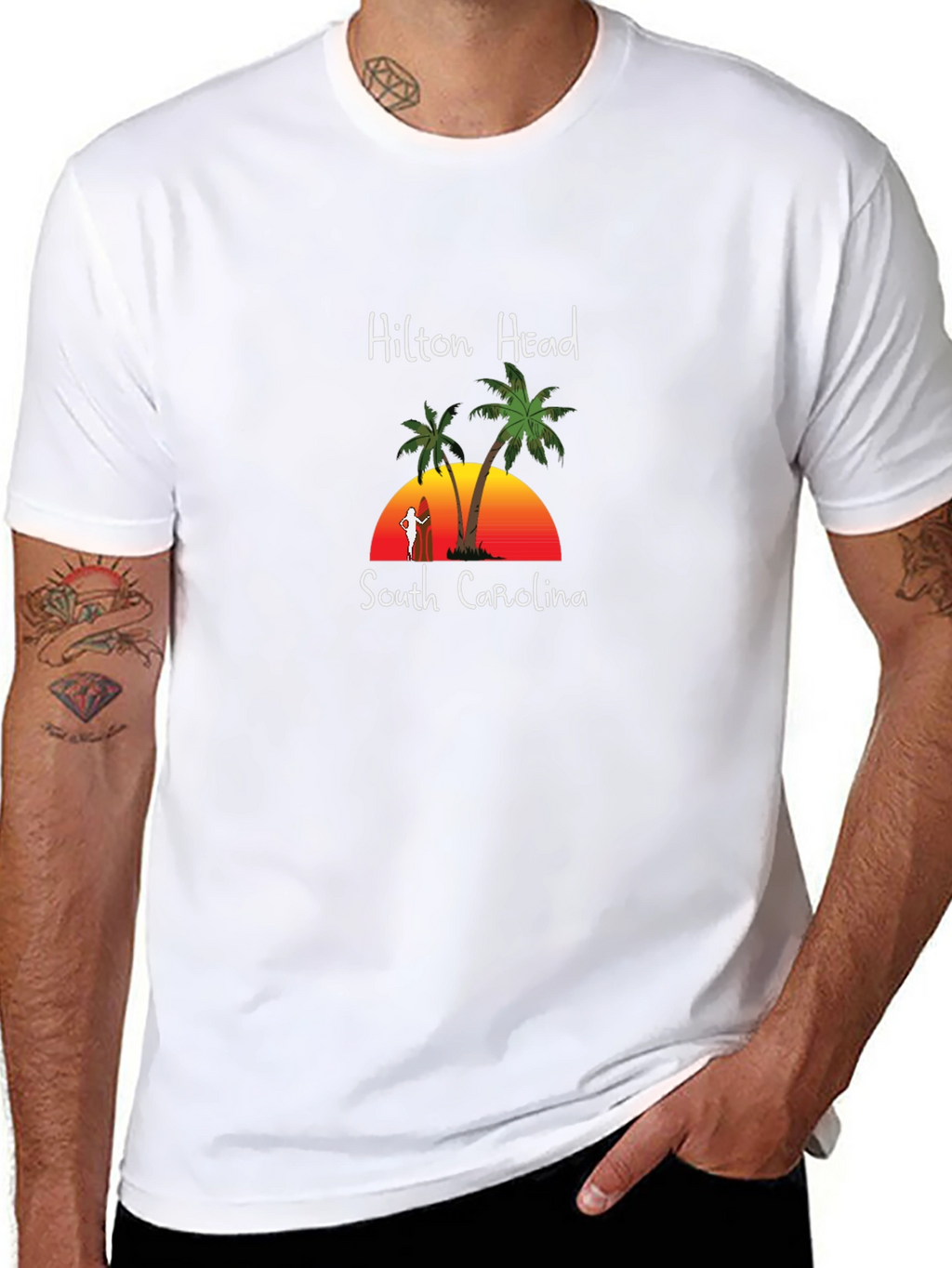 Hilton Head South Carolina Palm Tree Sunset T-Shirt