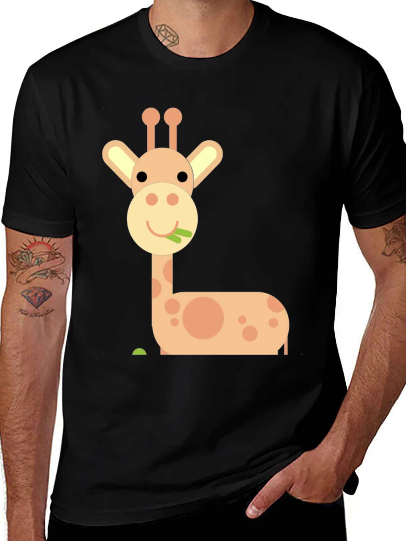 Cute Giraffe Graphic T-Shirt - Black