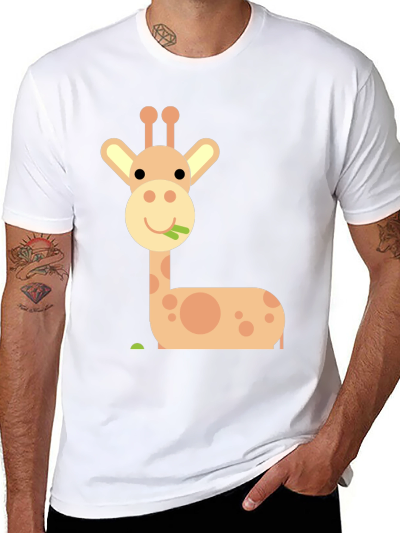 Cute Giraffe Graphic T-Shirt - Black