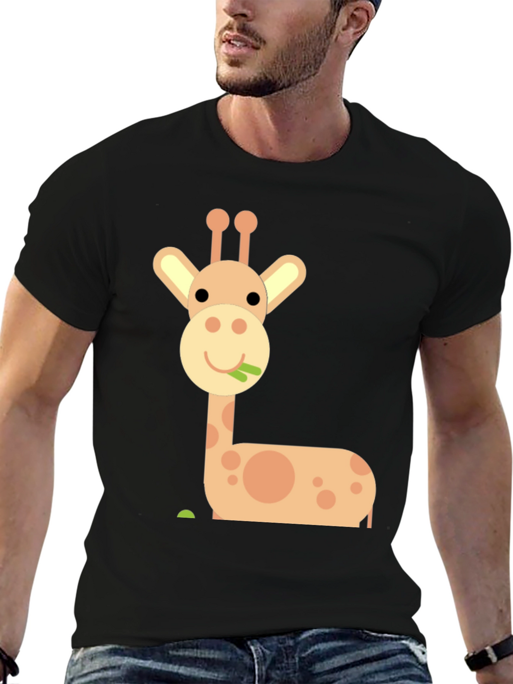 Cute Giraffe Graphic T-Shirt - Black